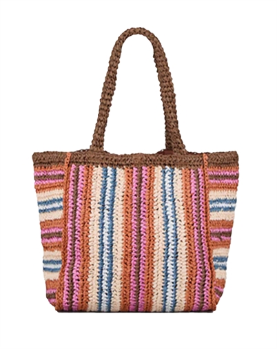 Beck Söndergaard - Stripe Straw Tota Taske - Mocha